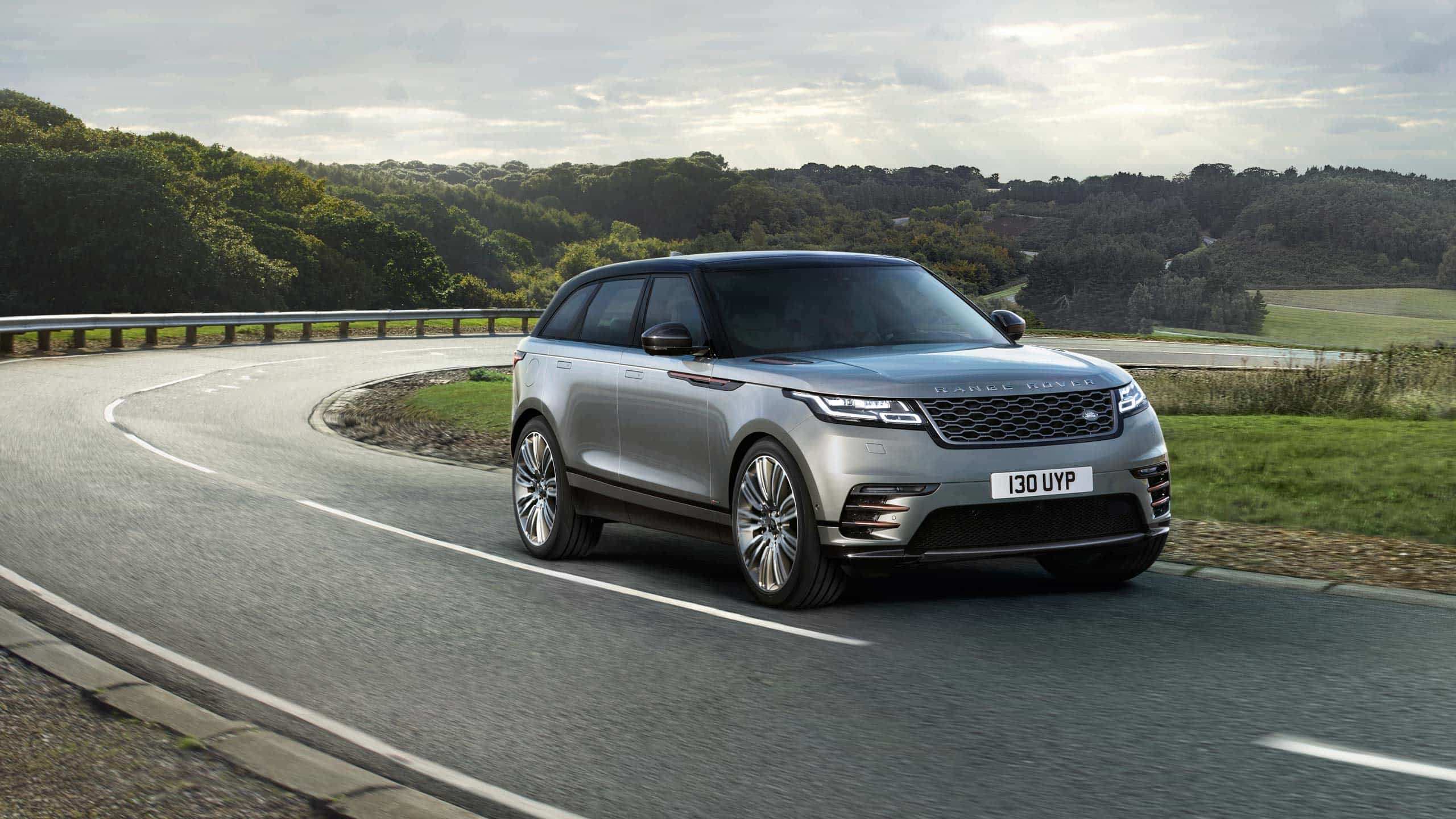 Range Rover Velar (Grey) driving on road