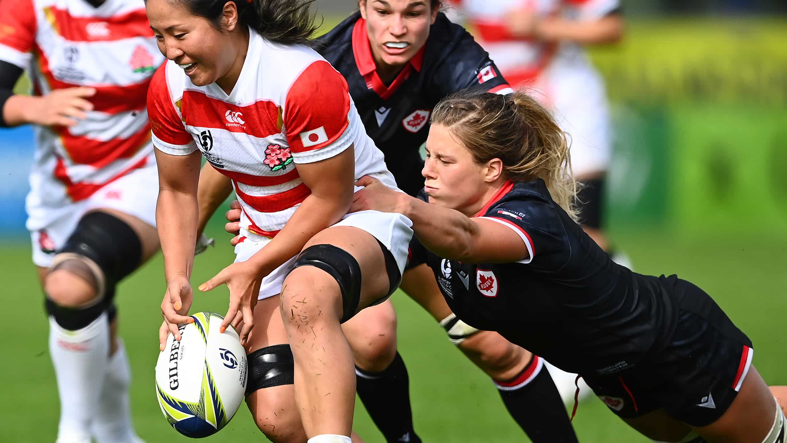 Tense moment of girls' rugby fight