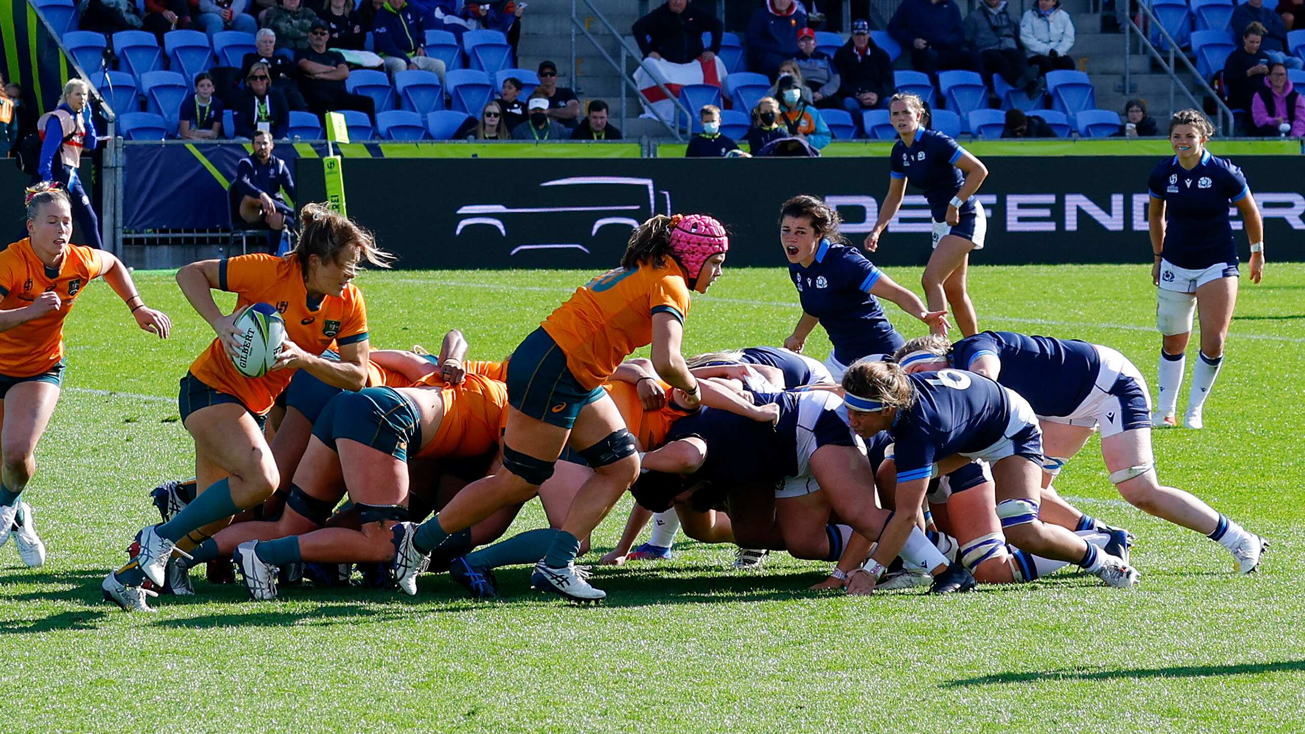 Tense moment of girls' rugby fight