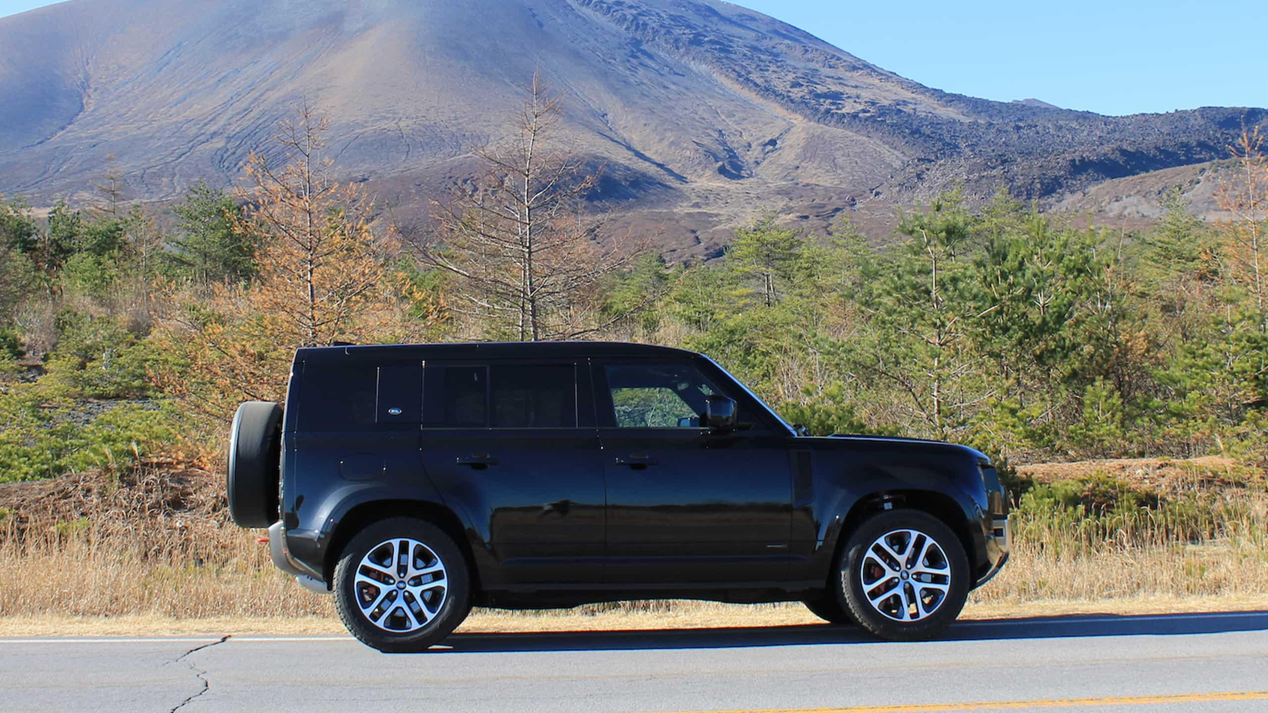 Parked Black color Defender 