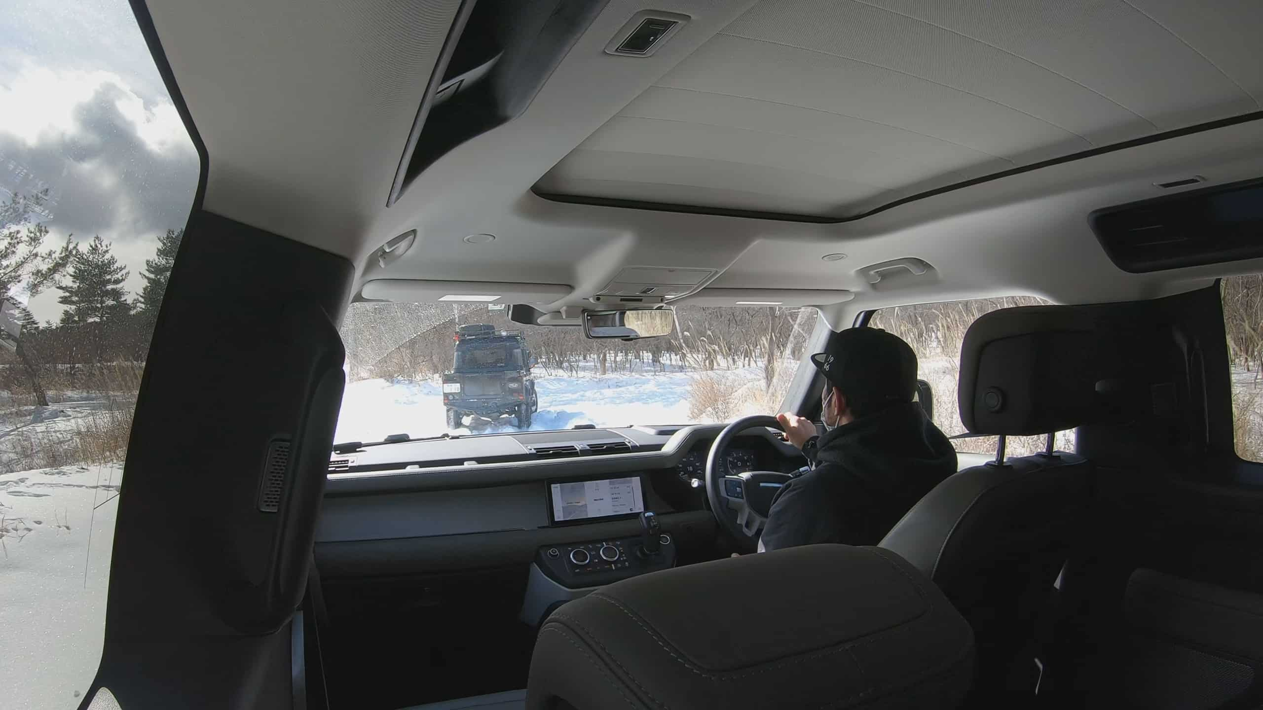 Driver Cabin View of  Land Rover Defender